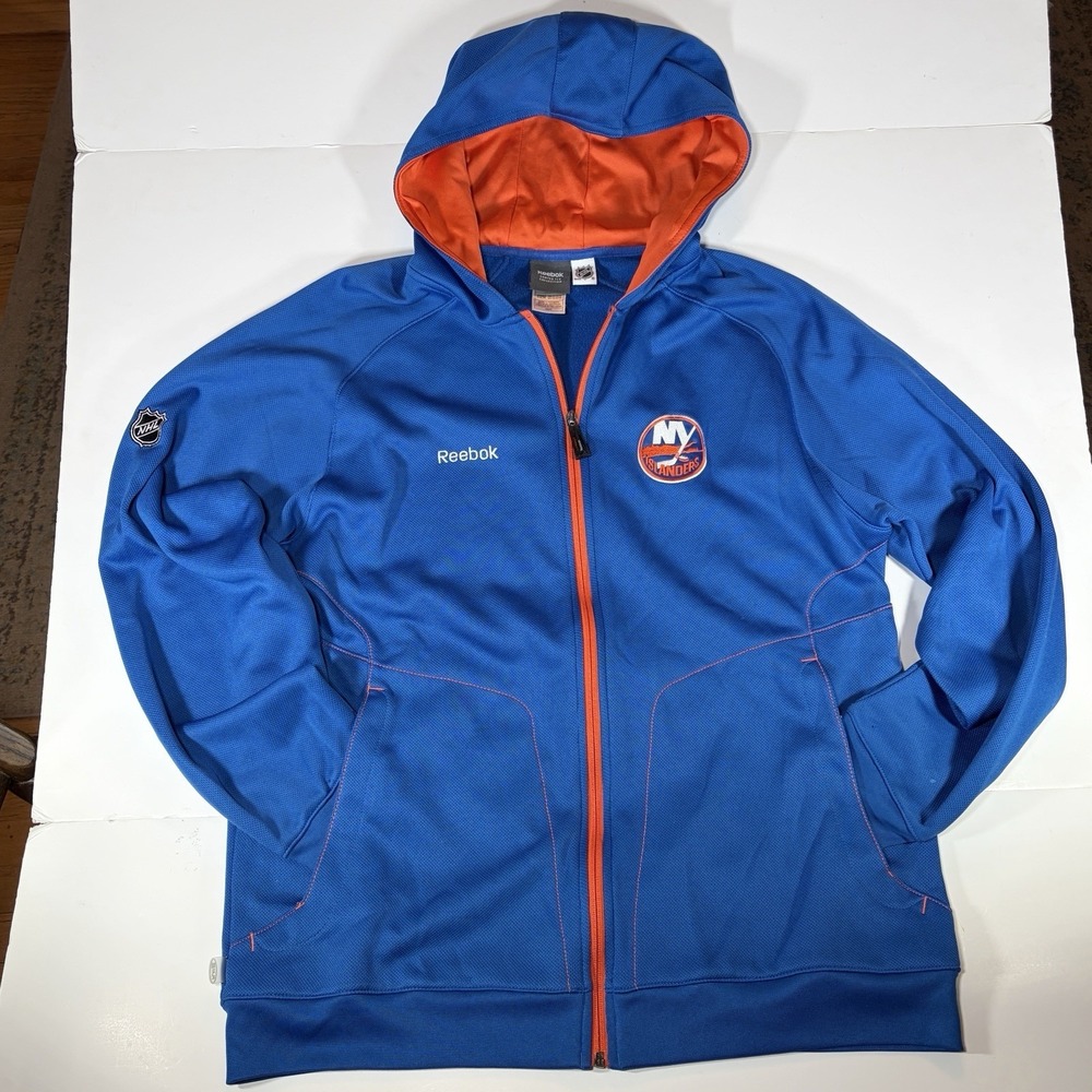 Reebok Center Ice NY Islanders Full Zip Hoodie Jacket Blue Orange Size M